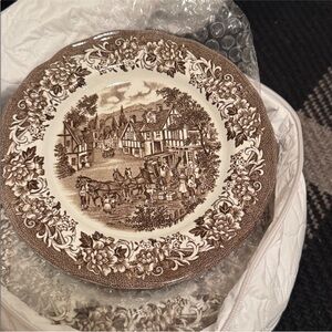 Lot of 4 Royal Staffordshire
STRATFORD STAGE 6 7/8" Plate
Brown Transferware